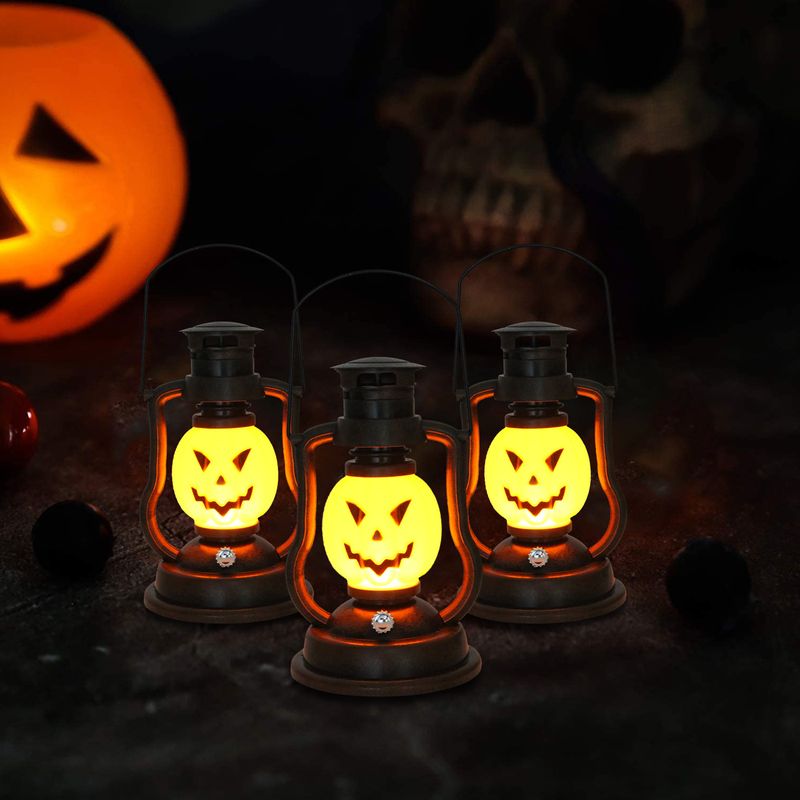 Cross Border Skull Pumpkin Lantern Halloween Battery Lantern Outdoor Garden Camping LED Portable Kerosene Lamp_voghion.com