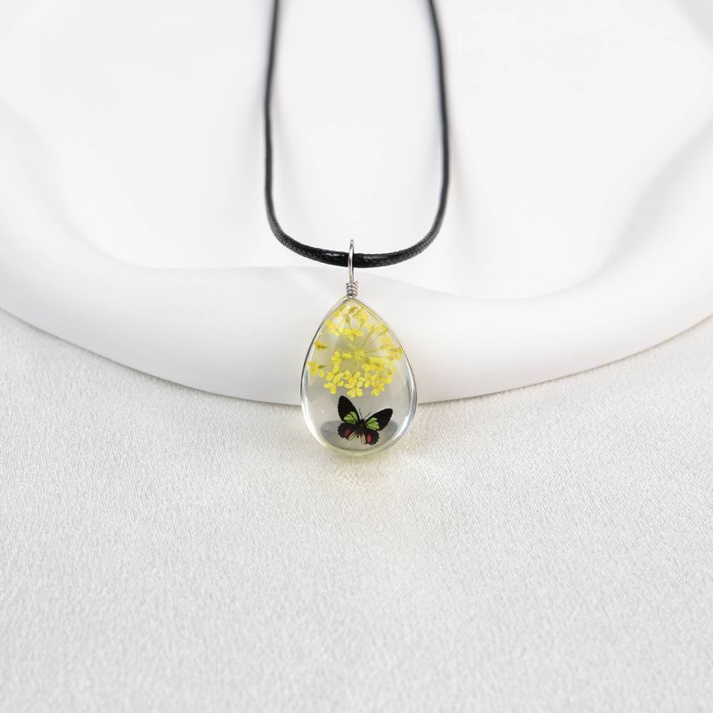 Collana con fiore in pizzo e cielo stellato in stile fresco, goccia d'acqua in vetro, tempo Jingdezhen, vendita calda_voghion.com