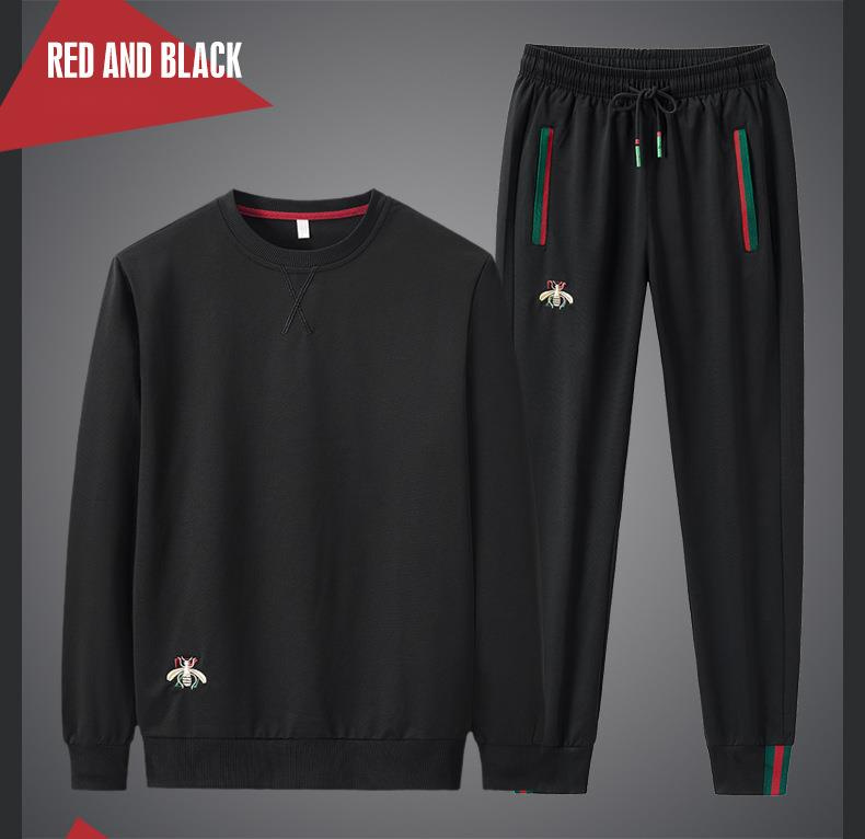 2023 novo conjunto de primavera moda masculina bordado pequena abelha conjunto masculino_voghion.com