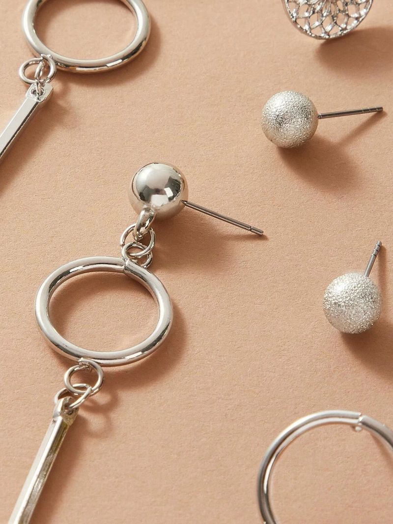 New earrings creative hollow pattern heart geometric tassel earrings set 6 pairs of earrings_voghion.com