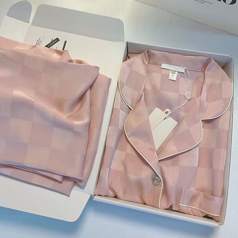 2025 Neue High-End-Nachtwäsche: Langarm-Dünnversion für Damen im Frühling und Herbst, zweiteiliges Heimkleidungsset aus Seide_voghion.com