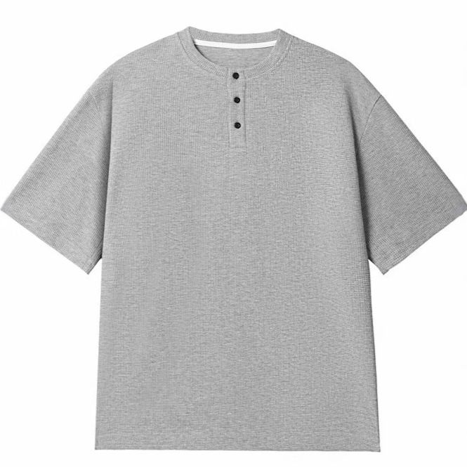 Maglietta a maniche corte con scollo rotondo a nido d'ape, nuova moda estate 2025, casual, ampia e alla moda, di marca._voghion.com