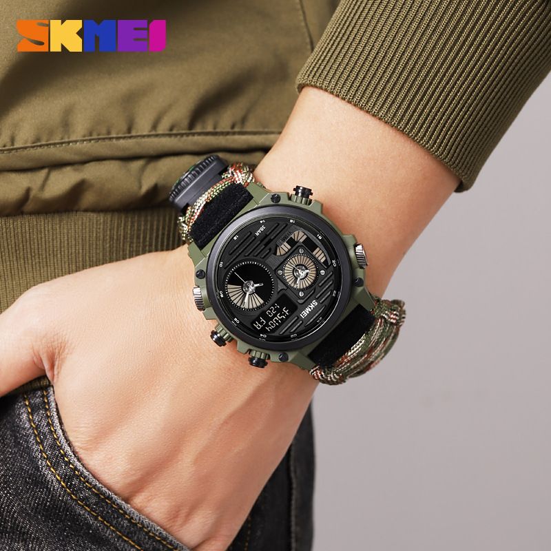 Momentum Sports Outdoor Waterproof Electronic Tough Men's Style Large Dial Multi-Function Four-Time Watch_voghion.com