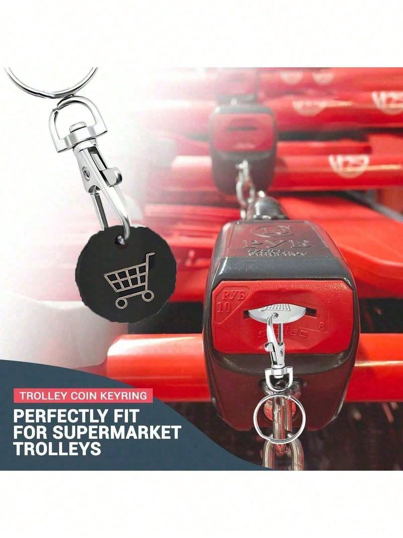 1 stk. handlekurvmyntnøkkelringsett | Handlekurvpolettnøkkelring | Myntnøkkelring til supermarkedtralle | Handlekurvpolett i pund sterling |_voghion.com