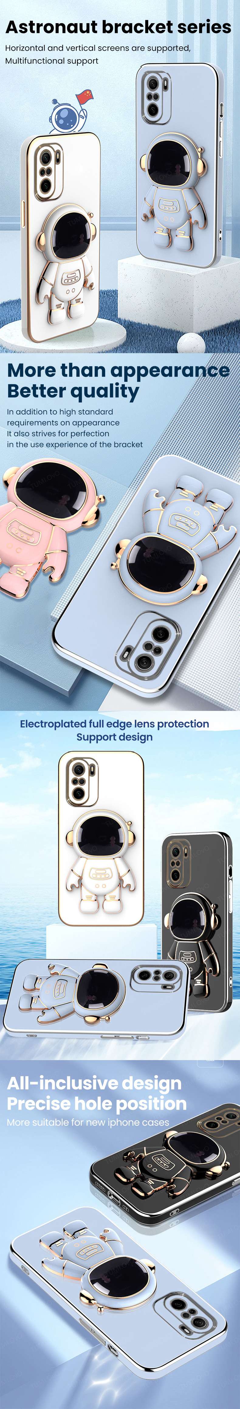 Luxe Plating Houder Case voor Huawei Mate 40 30 20 10 Pro P50 Pro P40 P30 Lite P20 Y6 Y7 y9 Prime 2019 Gevallen Astronaut_voghion.com