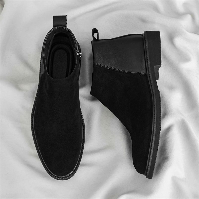 New Leather Spring Men's Shoes High-top Men's Heightening Tooling Martin Boots_voghion.com