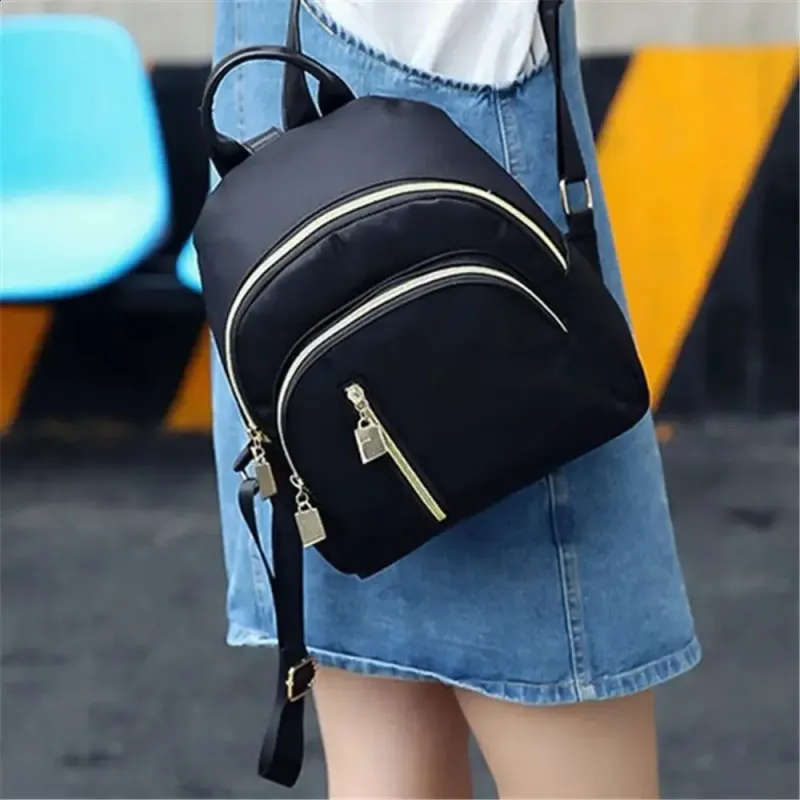 Bolso Oxford multifuncional de moda para mujer, mini mochila de viaje, estilo bandolera, color negro, 250408l_voghion.com