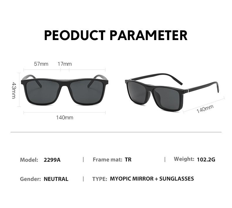 New Arrivals 6 In 1 Spectacle Frame Men Women With 5 PCS Clip On Polarized Sunglasses Magnetic Glasses Male Computer Optical 2299_voghion.com