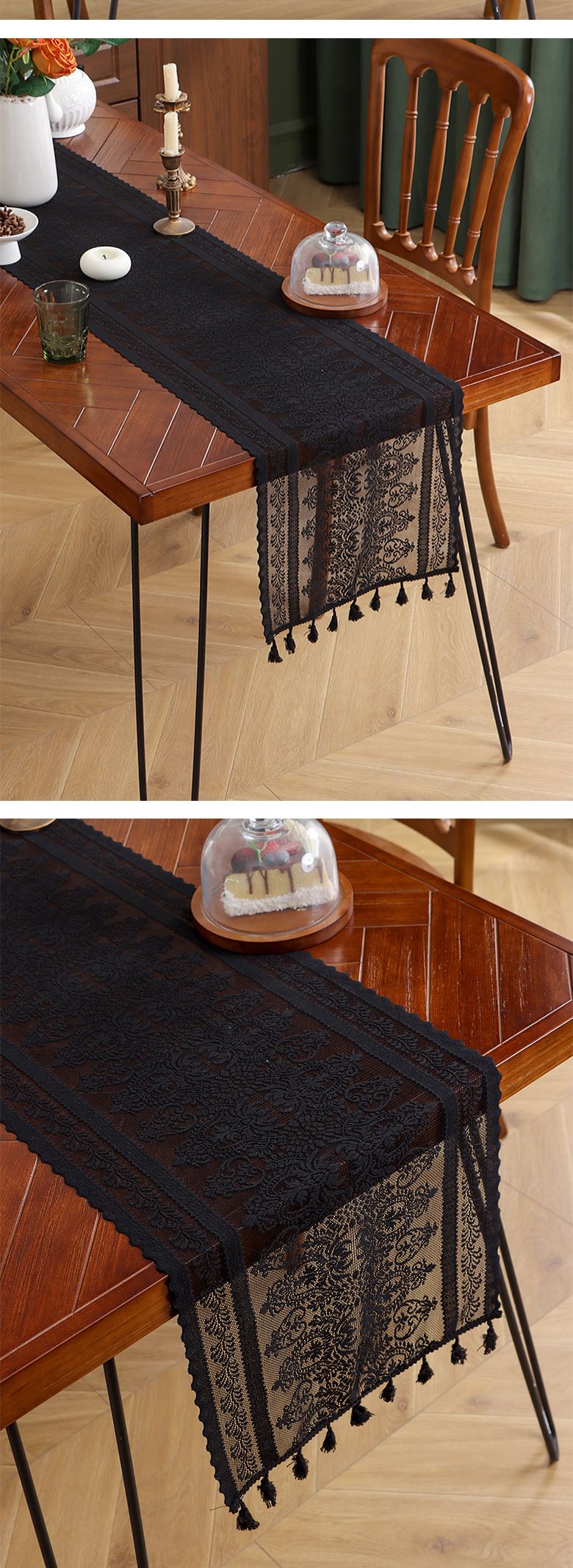 Bandiera da tavolo in pizzo cavo retrò, tavolino da caffè, mobile TV, tavolo da pranzo, uncinetto, copertura pastorale, nappa, cotone_voghion.com