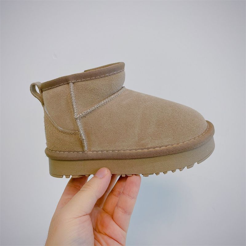 Stivali invernali da esterno per bambini, in pelle di pecora, in peluche, grandi, caldi, in cotone, per ragazzi e ragazze_voghion.com