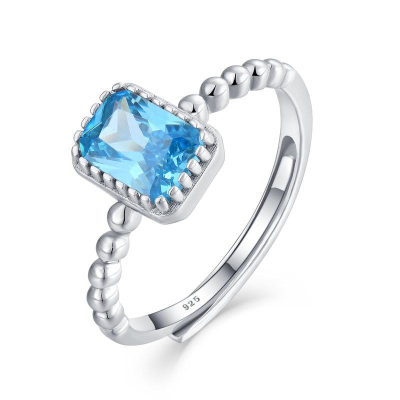 Nisjedesignring s925 sterlingsølv rektangulært kuttet hjørne havblå zirkon jente temperament pekefingerring søt stil smykker_voghion.com