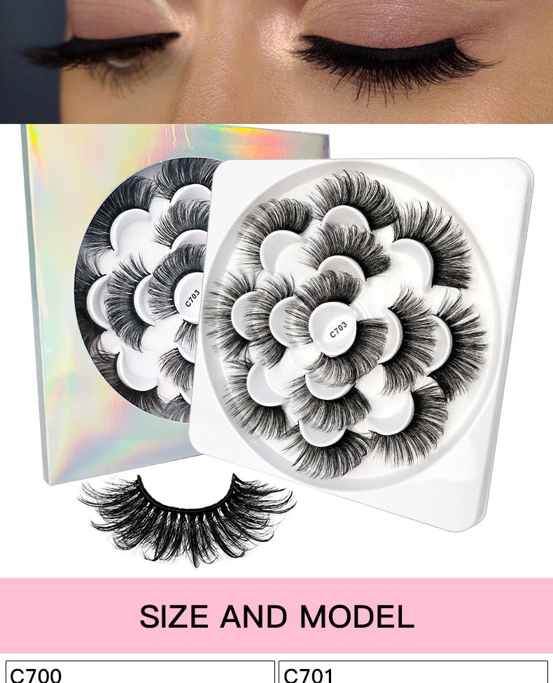 Lash extension set 7 pairs of eyelashes with high mink hair Natural thick eyelashes messy false eyelashes_voghion.com