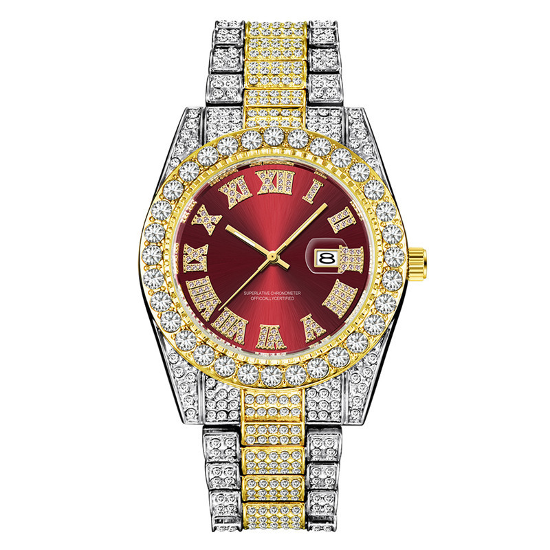 Marke Männer Gold Voller Diamant Hip Hop Datum Quarz Uhren 3582_voghion.com