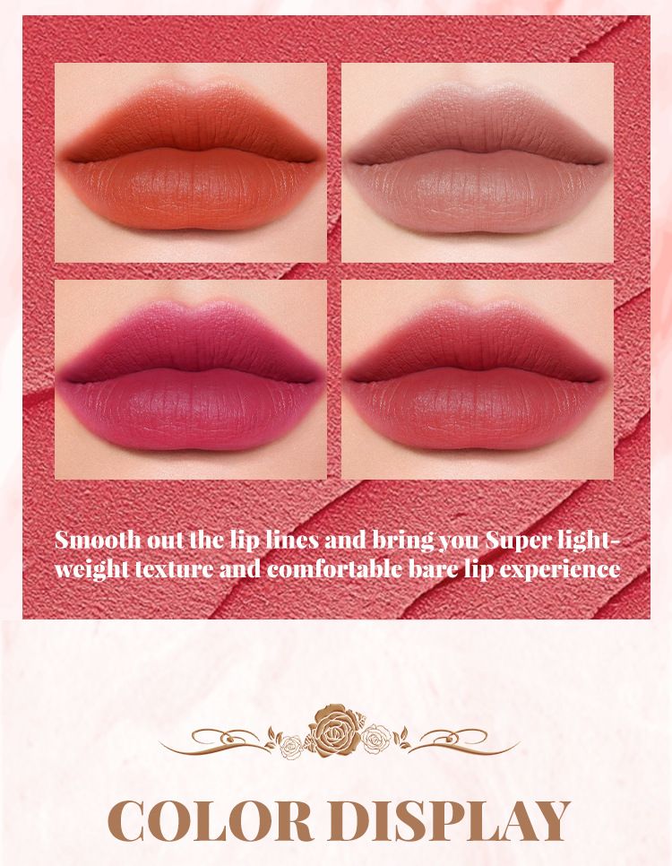MLSMILE New Marble Matte Lipstick 4 Colors Velvet Matte Moisturizing Easy To Color Lipstick_voghion.com