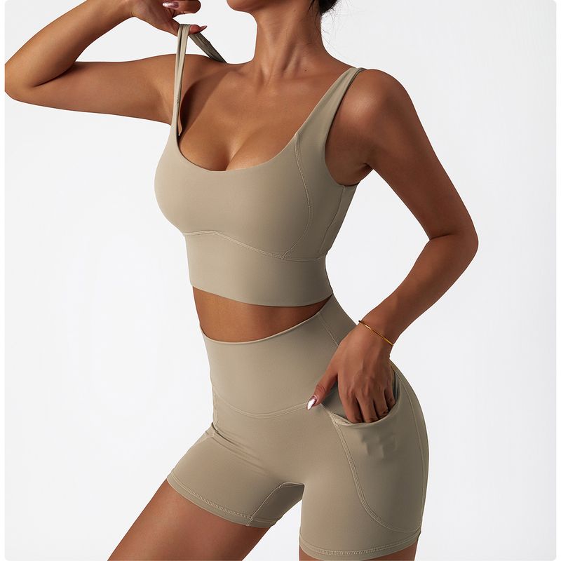 Ensemble de yoga respirant et à séchage rapide avec poche – Tenue de course et de fitness sans coutures pour femme_voghion.com