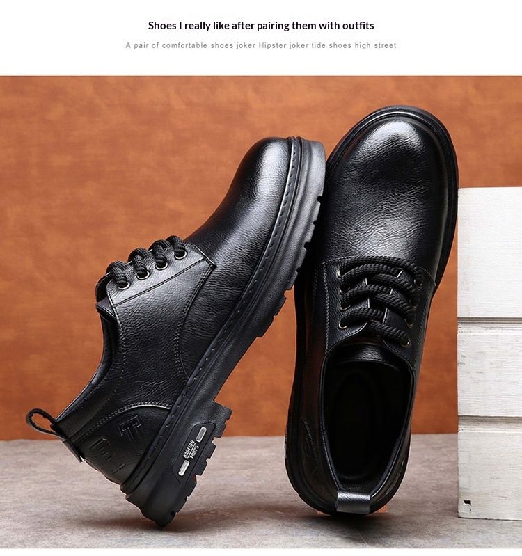 Voyage Spring Derby da uomo, stivali bassi Martin, stile britannico, punta arrotondata, scarpe da lavoro nere con suola spessa, casual in pelle_voghion.com