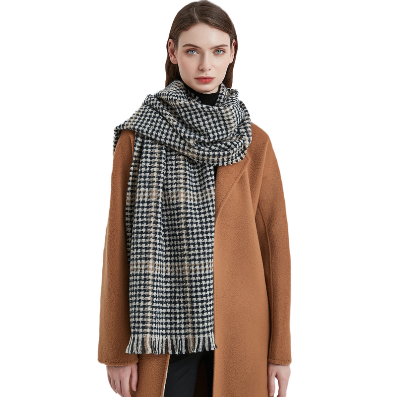 British Little Bird Checkered Scarf Women's Winter Korean Edition Fashionable Neck and Warm Shawl_voghion.com