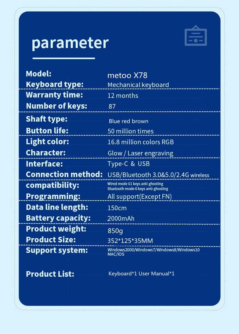 Mitu 87-key Bluetooth Mechanical Keyboard Wired Wireless Bluetooth 2.4G Three-mode Phablet MCA Green Tea Red Axis_voghion.com