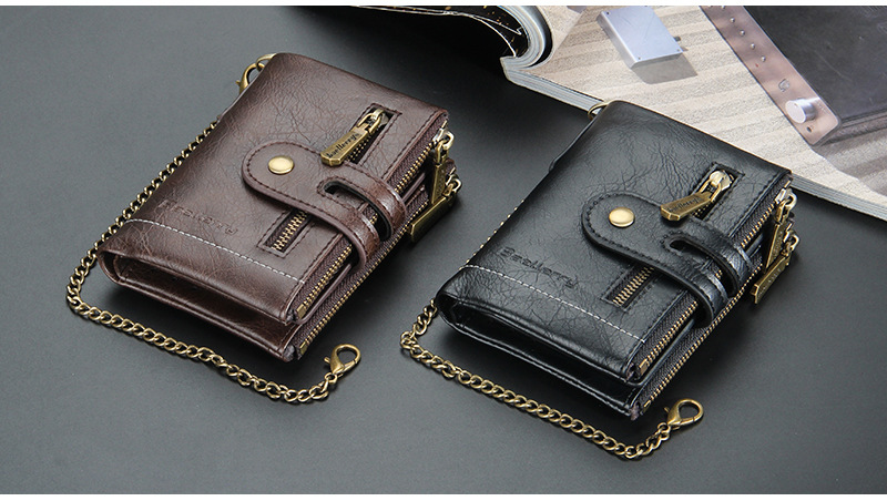 New Men's Short Wallet European And American Business Double Zipper Zero Wallet Multiple Card Slots_voghion.com