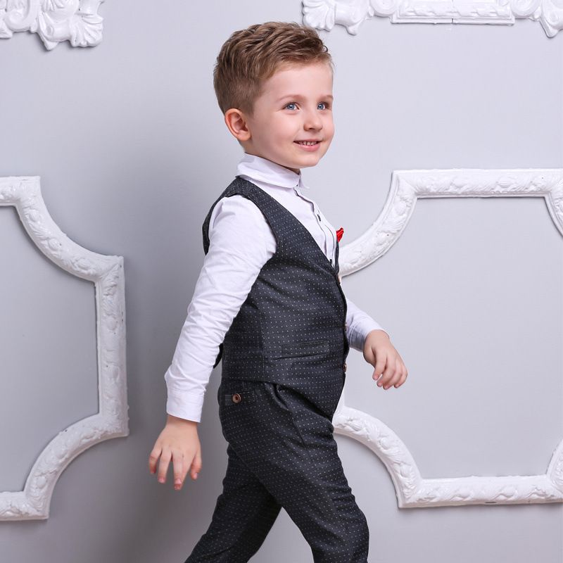 Costume gilet et pantalon en coton pour hommes, beau et à la mode, ensemble trois pièces pour vêtements de performance à la maternelle, nouvelle collection_voghion.com