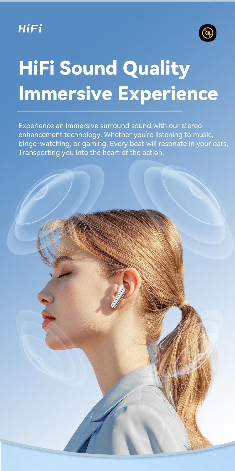 Essager Wireless Bluetooth5.3 Headset Dual Noise Cancellation Touch Control Earbuds With Microphone HiFI Stereo Sound_voghion.com