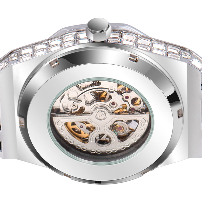 MISSFOX Hip Hop High-End Full Diamond Night Glow Hollow mechanische Herrenuhr_voghion.com