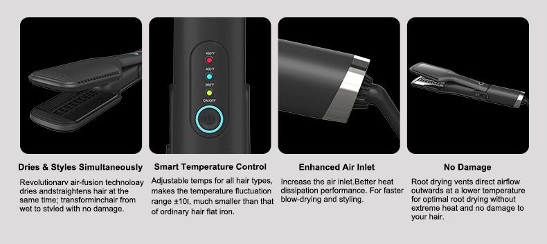 Piastra per capelli professionale in ceramica e tormalina con ioni negativi e funzione di soffiaggio termico - 10 impostazioni di temperatura per tutti i tipi di capelli_voghion.com