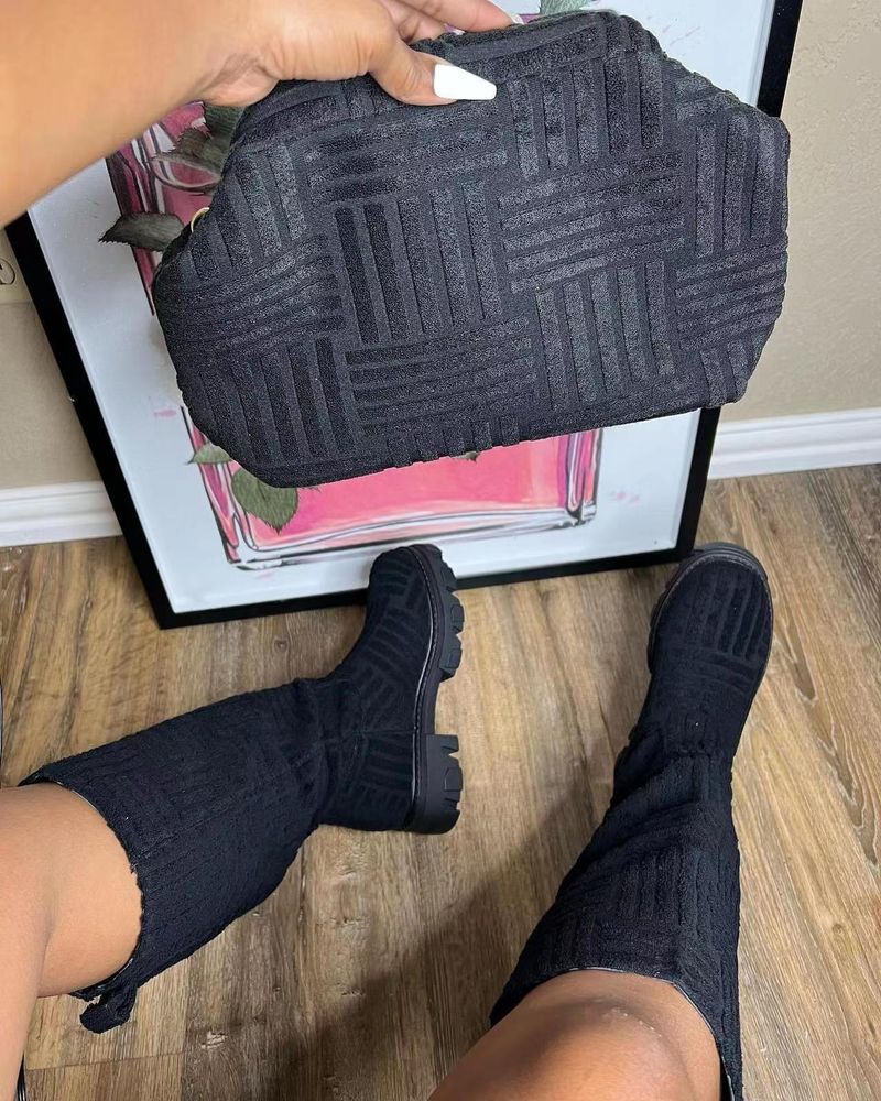 Women’s Shoes Thick Bottom Thick Heel Warm Boots Large Size Cotton Boots_voghion.com