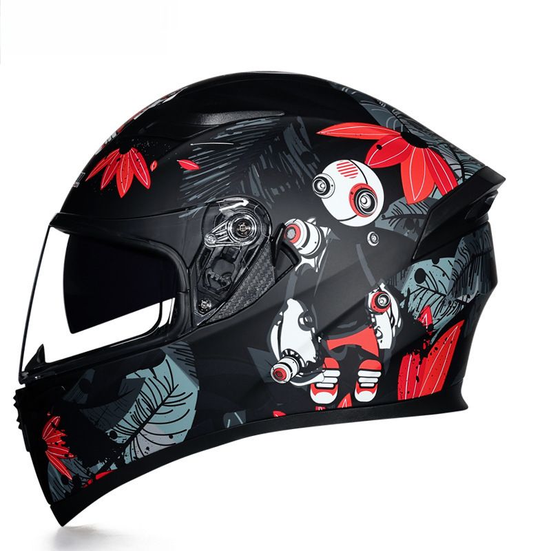 Doppellinsen-Motorradhelm Herren-Trailrunning-Helm Elektrischer Damen-Winter-Vollschutzhut-Integralhelm_voghion.com