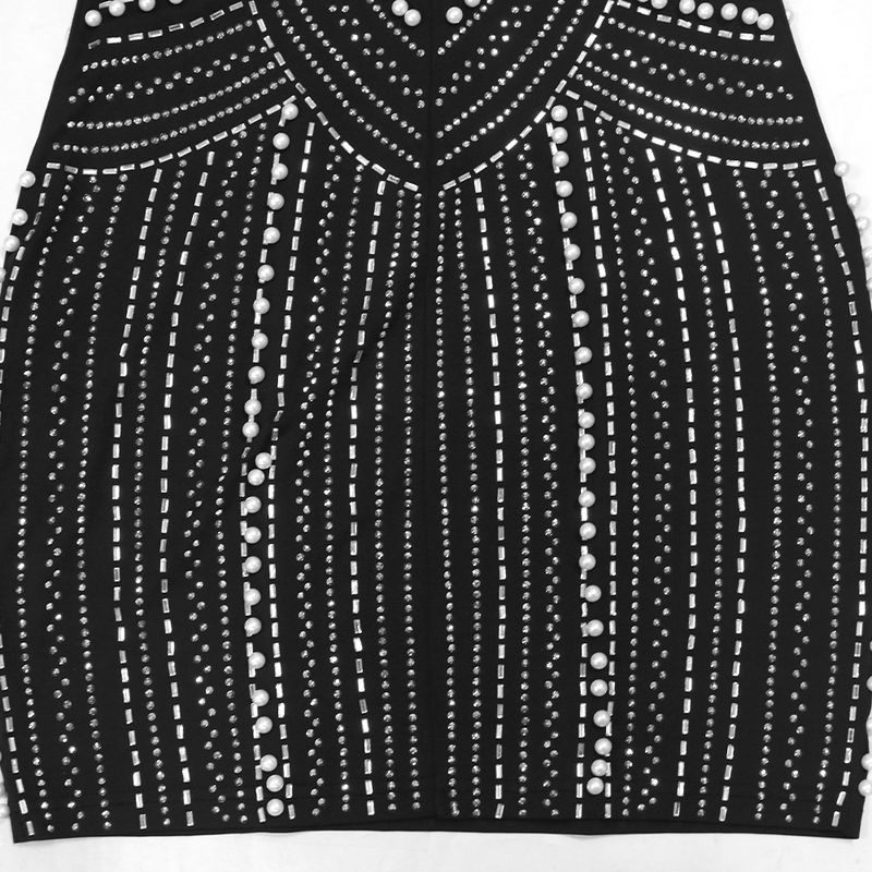 Abito a maniche lunghe da donna, alla moda, con perline a bolle e diamanti, gonna alla moda_voghion.com