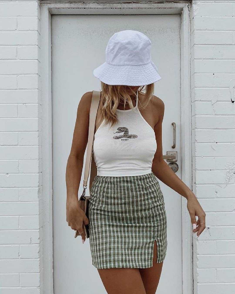 Mini gonna a fessura scozzese da donna alla moda, gonna sottile con cerniera a vita alta_voghion.com