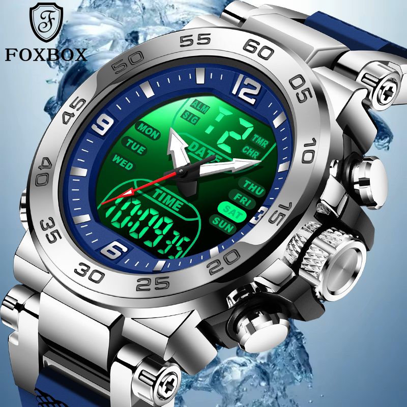 Herrenuhren Top-Marke Luxus Analog Digital Quarz Armbanduhr Für Männer Wasserdicht Dual Time Display Leuchtende Uhr Männer_voghion.com