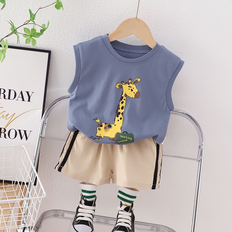 Gilet girafe pour garçon 2024 Nouvel ensemble deux pièces Pop Street à la mode pour bébé et enfant_voghion.com