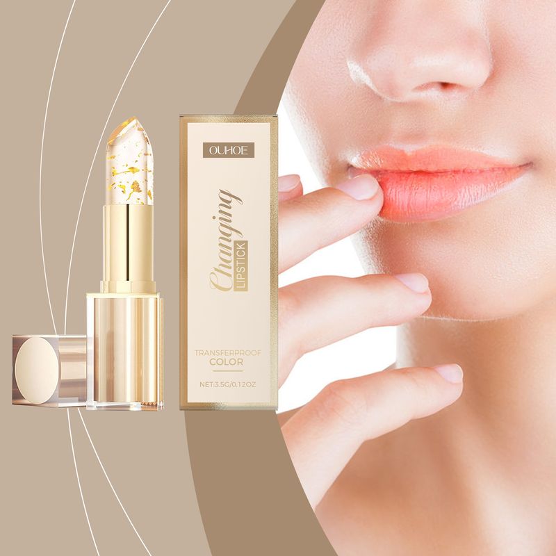 OUHOE Gold Foil Color-Changing Nourishing Moisturizing Hydrating Glass Soft Skin Non-Greasy Lip Balm_voghion.com
