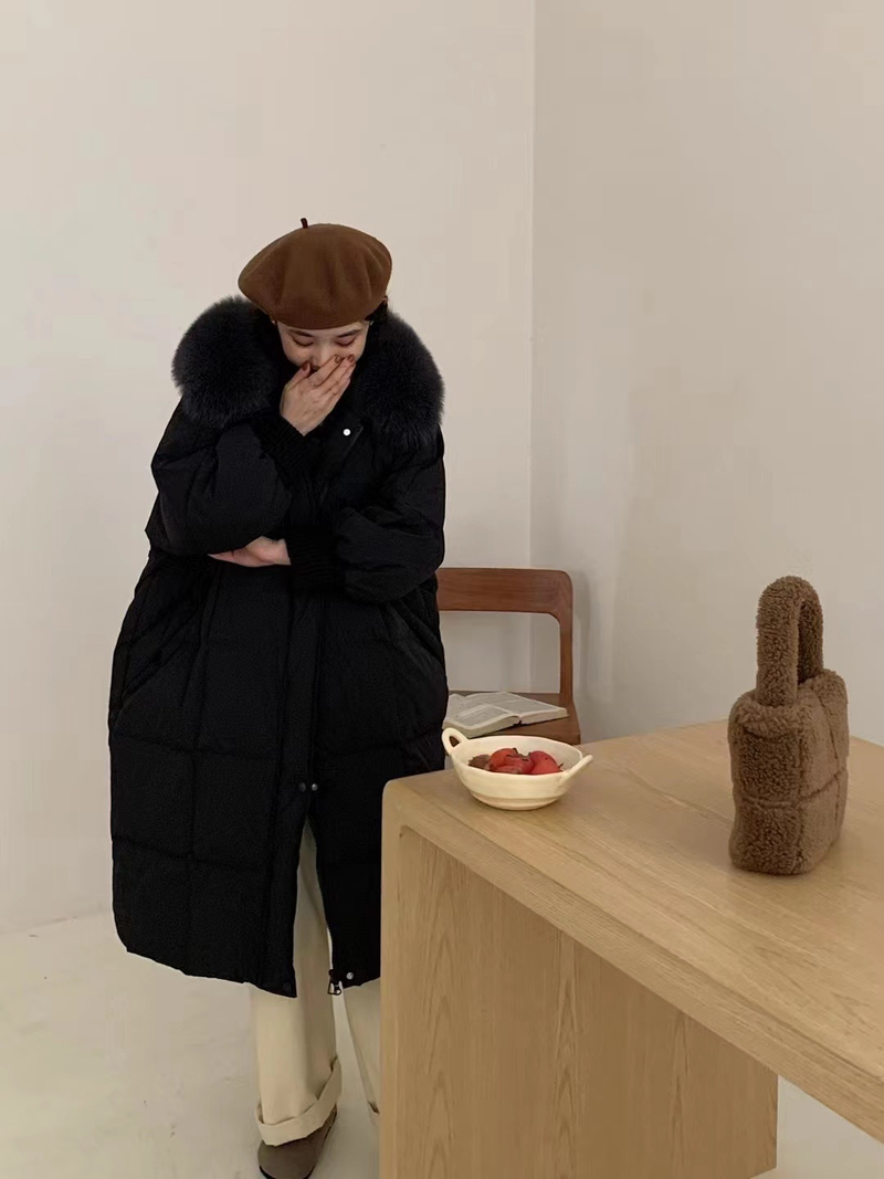 Damenmode lange Kapuzenjacke Warme Jacke_voghion.com