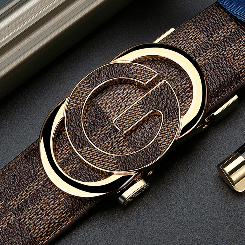 Cintura casual da uomo, con cintura alla moda con fibbia automatica sdentata_voghion.com