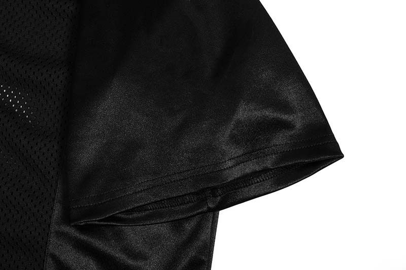 Maillot de sport à col en V et manches courtes pour homme, imprimé lettres et chiffres, en maille patchwork, tendance et ample_voghion.com
