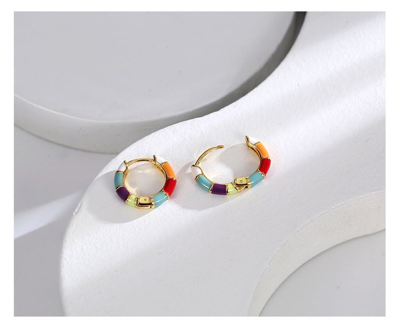 Γλυκό δροσερό σωσίβιο έγχρωμη κόλλα σκουλαρίκια γυναικεία απλή, ευέλικτη πόρπη αυτιού από χαλκό_voghion.com