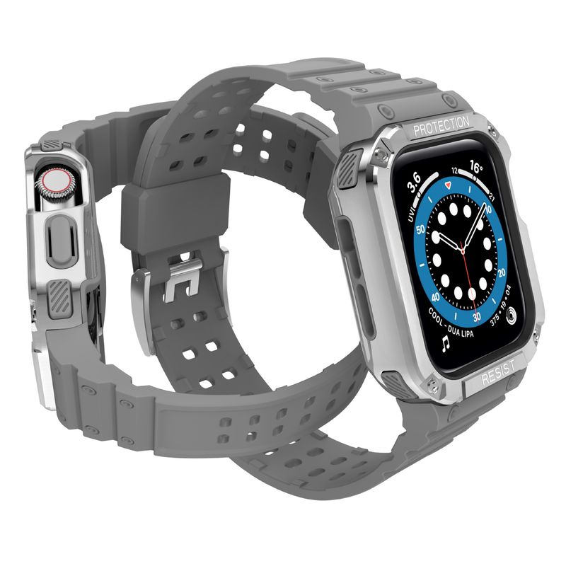 Suitable for Apple Watch integrated strap iwatch contrast color silicone strap wholesale TPU + PC shell_voghion.com