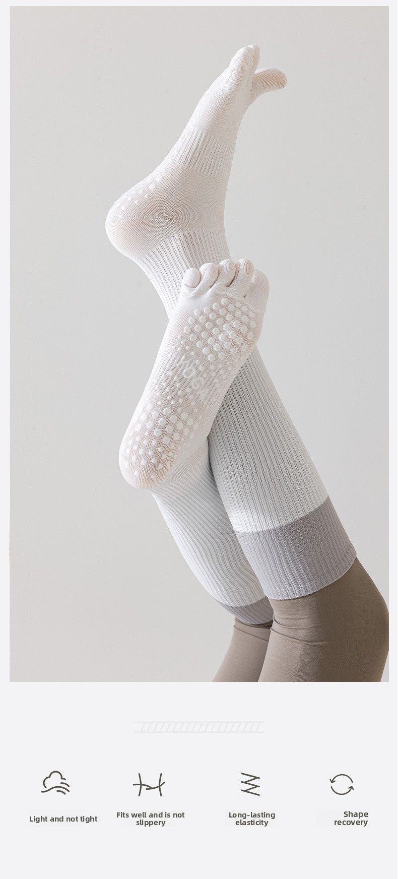 Sport per donne, calzini a compressione muscolare per polpacci, fitness professionale, corsa, salto con la corda, calzini lunghi da yoga a cinque dita_voghion.com