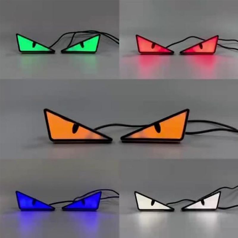Ojos de demonio triangulares para motocicleta, luces intermitentes, accesorios decorativos modificados para motocicletas, luces para coche_voghion.com