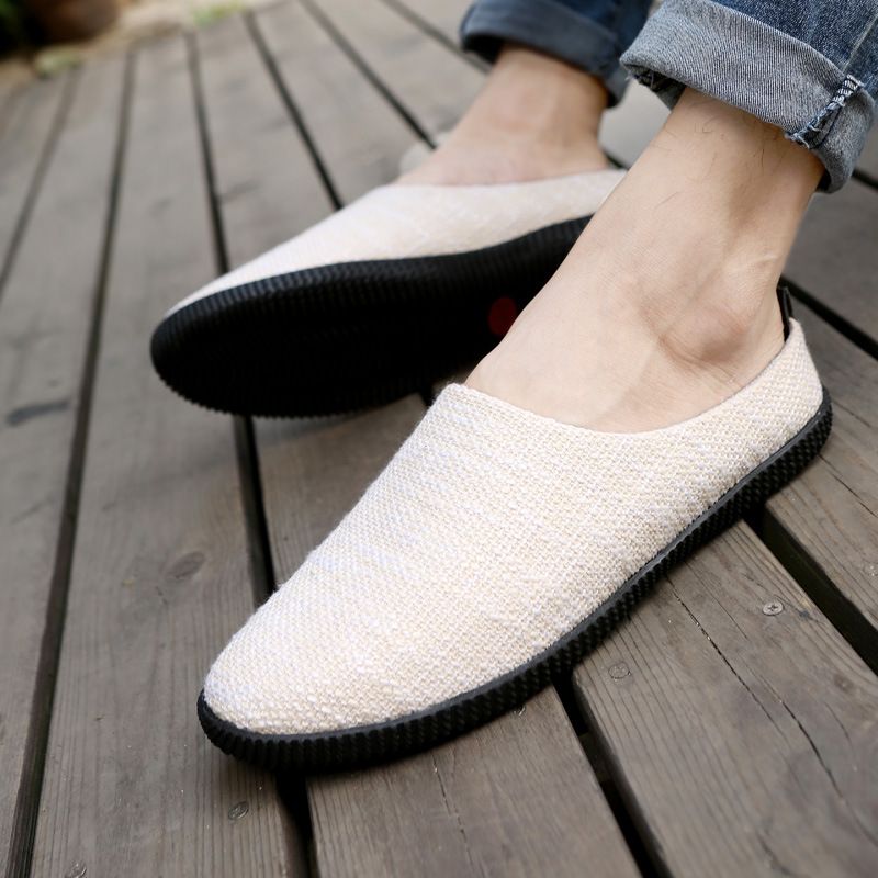 Scarpe casual in lino di qualità imbattibile, sorridenti per dare il benvenuto all'estate 2024, con punta rinforzata e infradito da uomo a forma di T_voghion.com