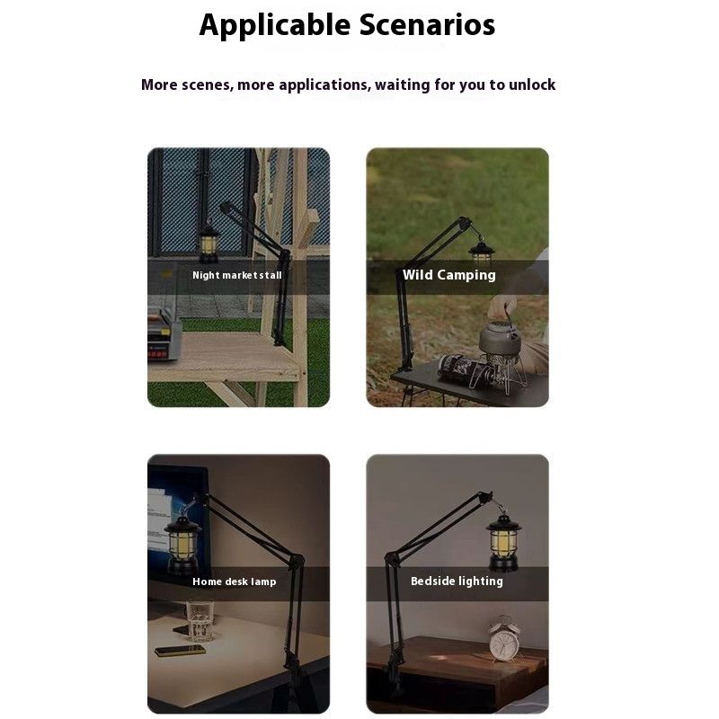 Outdoor Arm Foldable Desktop Stand Mining Portable Storage Camping Stall Night Market Lamp Holder_voghion.com