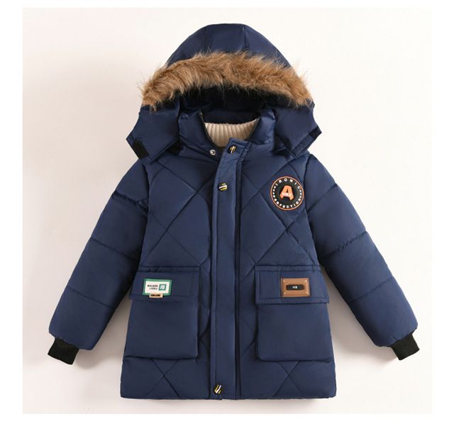 Boys' Winter Jacket With Detachable Hood – Thick Insulated Coat For Cold Weather (110-150cm, Black/Khaki/Bronze/Navy)_voghion.com