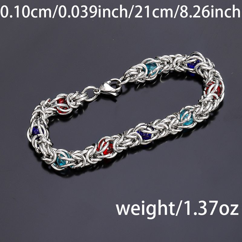 Edelstahlarmband mit Perlenclip im Hip-Hop-Design, lichtechter Schmuck, Handaccessoires für Herren aus Titanstahl_voghion.com