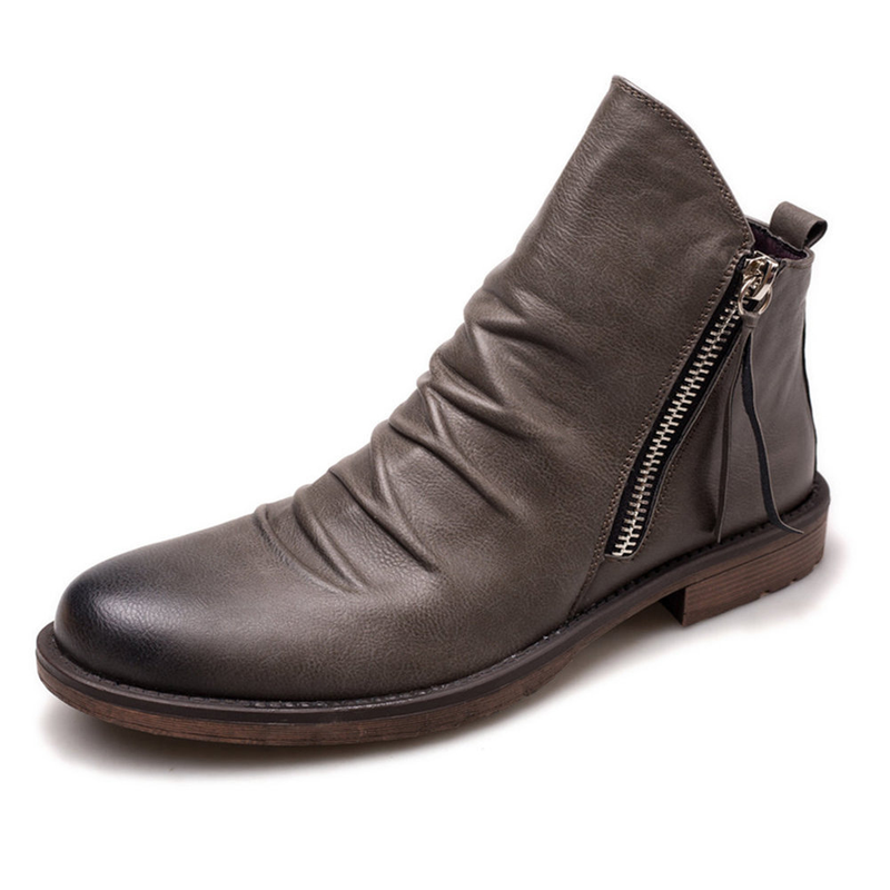 HPIOPL grenzüberschreitendes neues Produkt, doppelseitiger Reißverschluss, rutschfeste Unterseite, Herrenstiefel, Herrenschuhe, Quastenstiefel, Herren-Lederstiefel, 48 große Größe_voghion.com