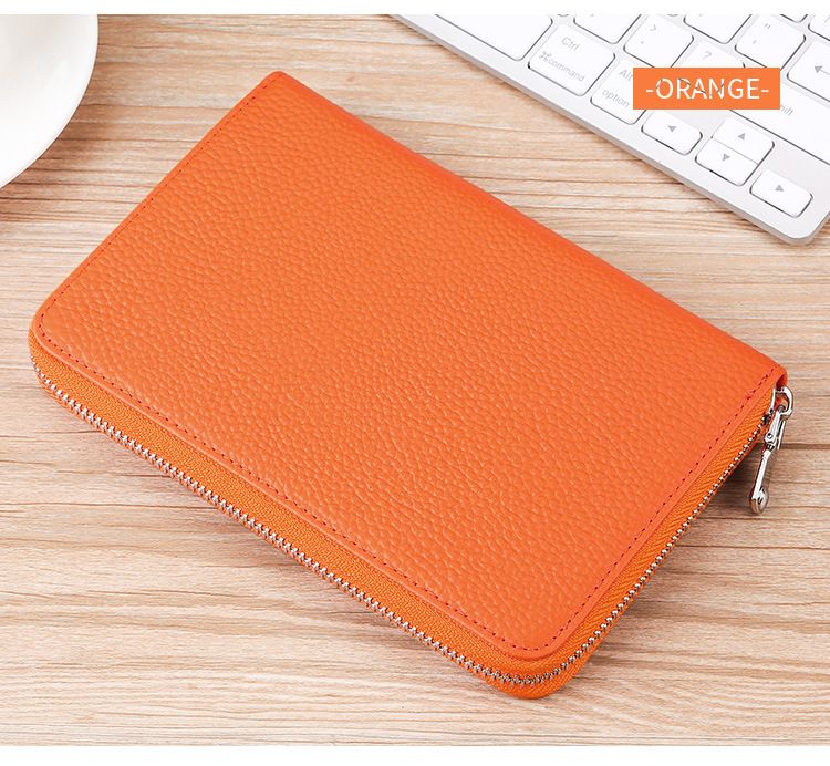 Leather Wallet Rfid Anti-magnetic Card Bag Leather Book Bag Multi-functional Wallet Long Wallet Certificate Cover_voghion.com