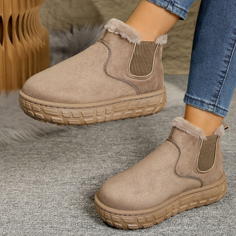 Women's Shoes New Autumn And Winter Snow Boots Women Warm Solid Color Large Size Elastic Band Thick Bottom Short Barrel Cotton Shoes_voghion.com