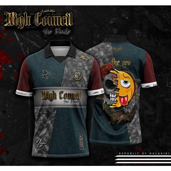 HQ1 Halakiri Jersey High Council HC The Finale póló, alkalmi, rövid ujjú, sportpóló, unisex, QH1_voghion.com