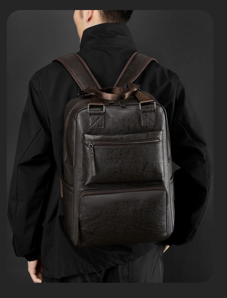 Retro Men's High-end Business Backpack, Large Capacity Trendy Outdoor Travel Bag, Commuting Computer Backpack_voghion.com